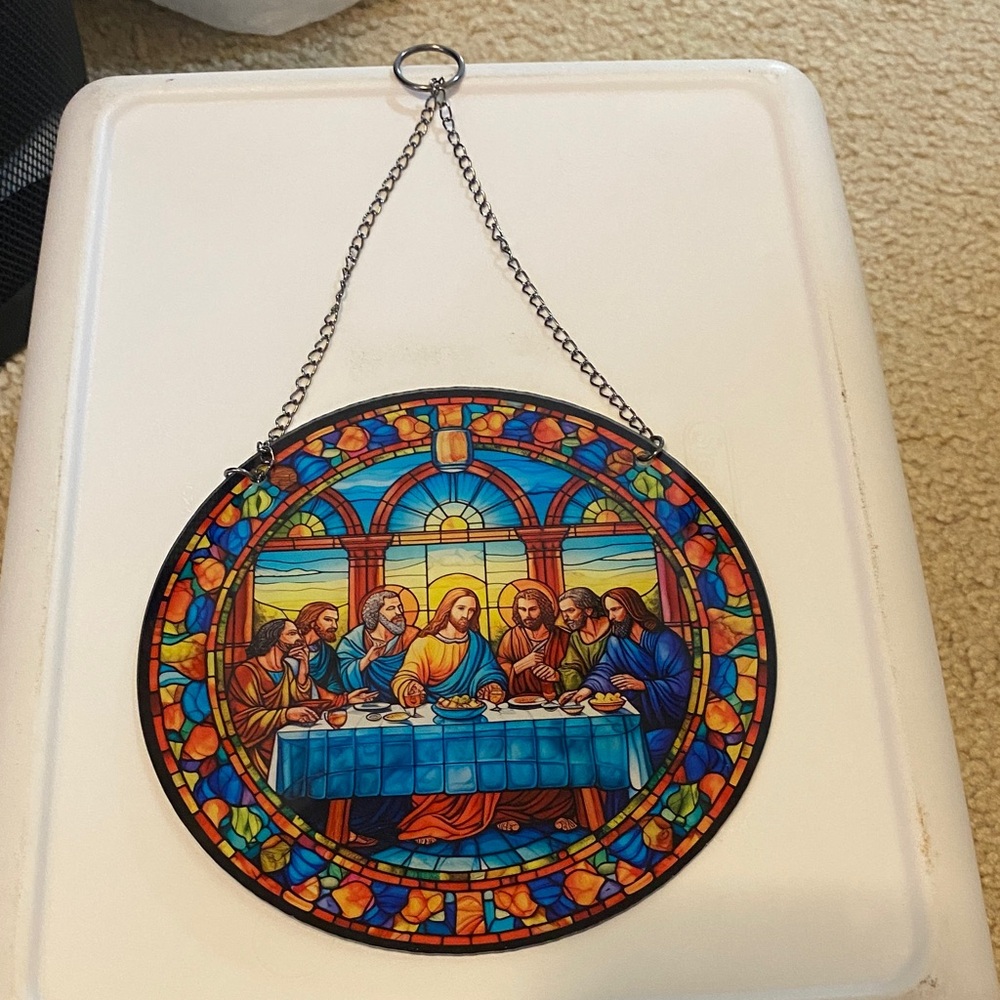 Stained Glass Last Supper Hanging Art